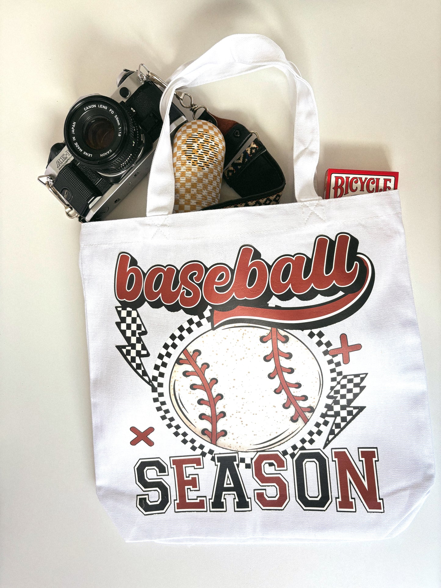 baseball season tote bag