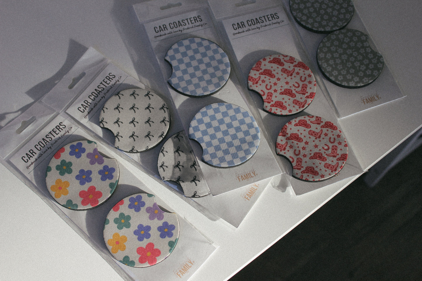 Car Coasters, Set of 2 Car Floral, Boho Trendy Coasters