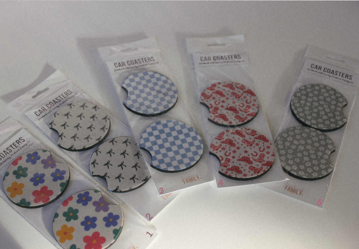 Car Coasters, Set of 2 Car Floral, Boho Trendy Coasters