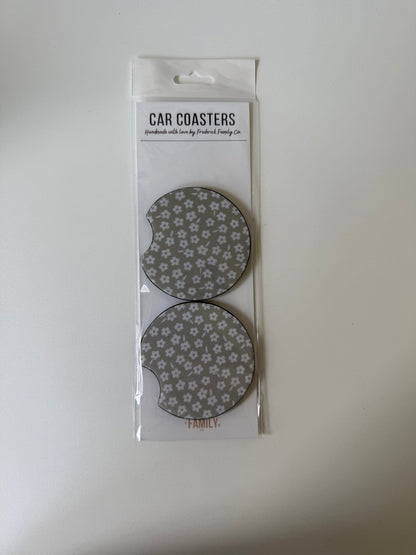 Car Coasters, Set of 2 Car Floral, Boho Trendy Coasters