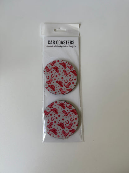 Car Coasters, Set of 2 Car Floral, Boho Trendy Coasters